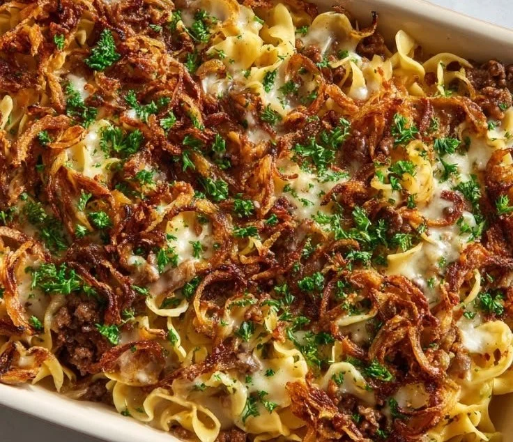 Creamy French Onion Beef Casserole