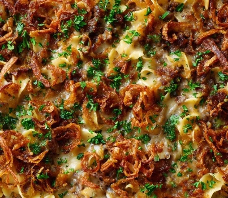 Creamy French Onion Beef Casserole