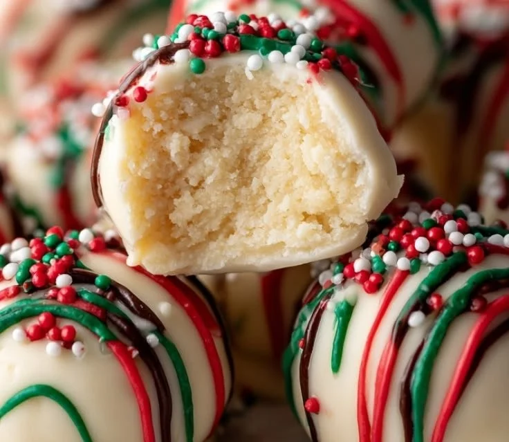 Delicious no-bake Christmas cheesecake bites on a festive platter