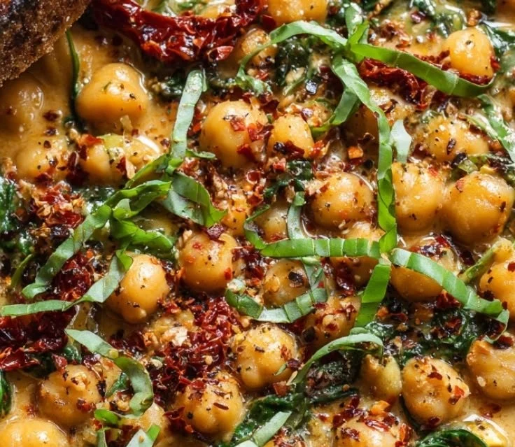 Delicious Marry Me Creamy Chickpeas served in a bowl