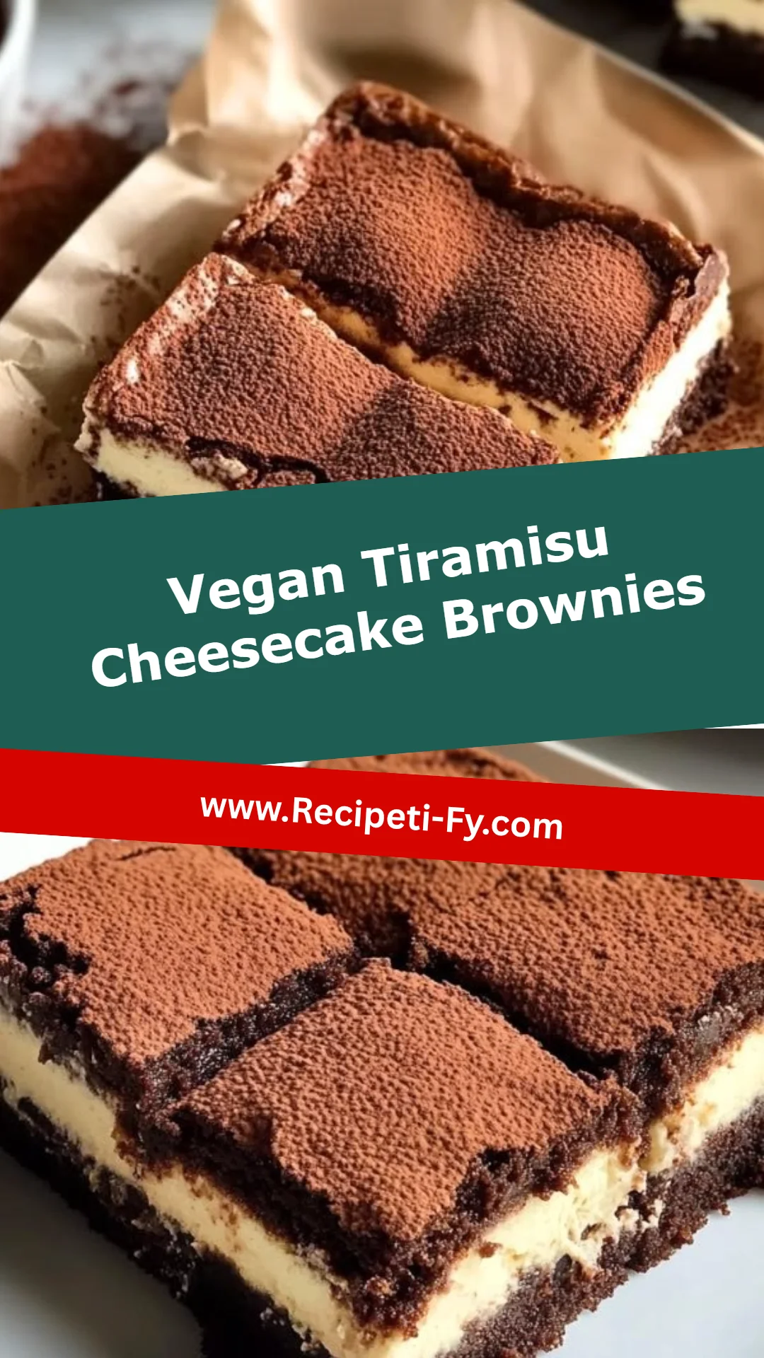 Vegan Tiramisu Cheesecake Brownies