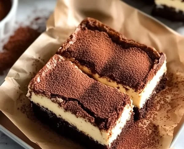 Vegan Tiramisu Cheesecake Brownies